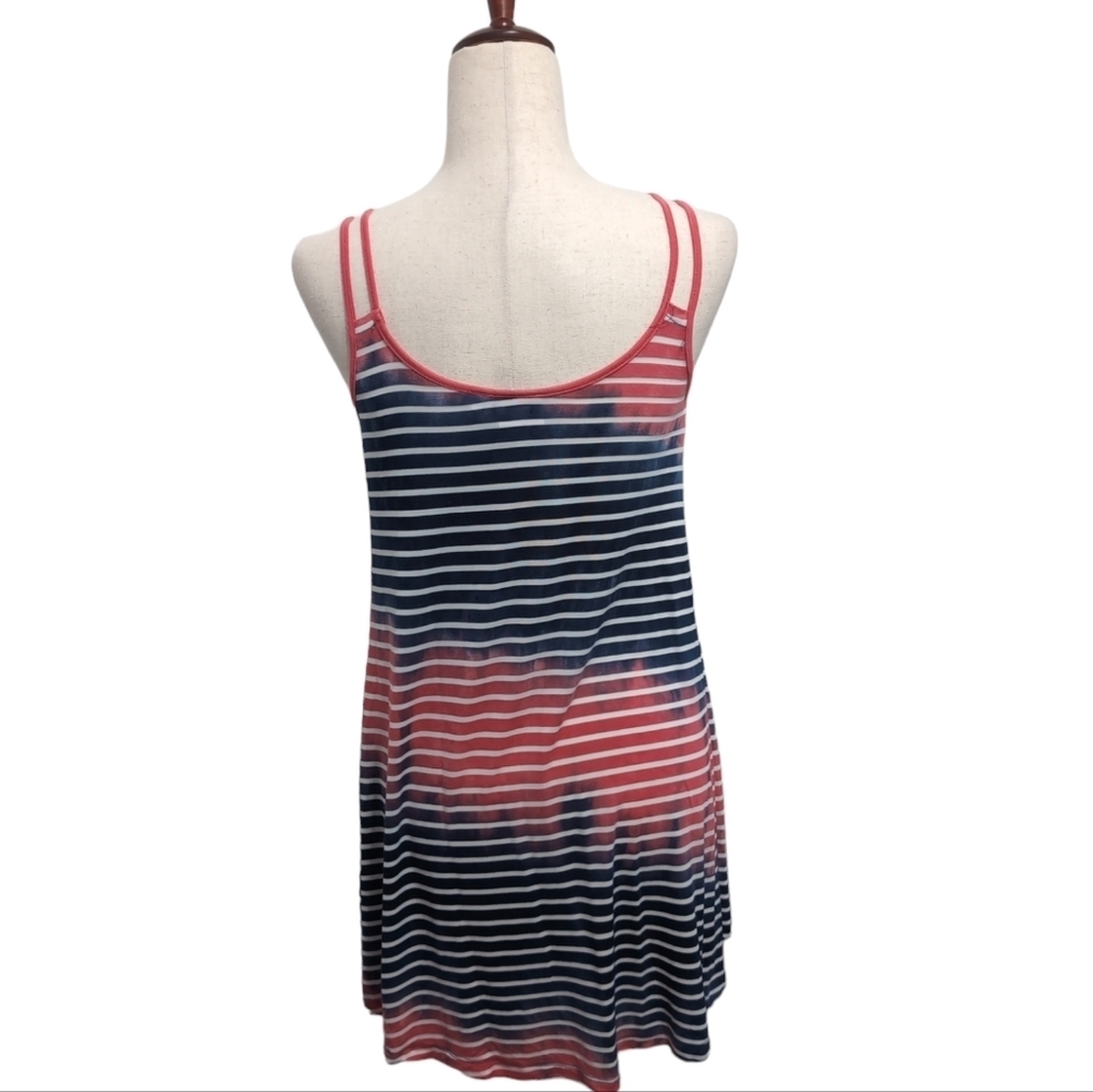 Summer Dress Striped XS Pink Coral Navy Blue - Picture 3 of 6
